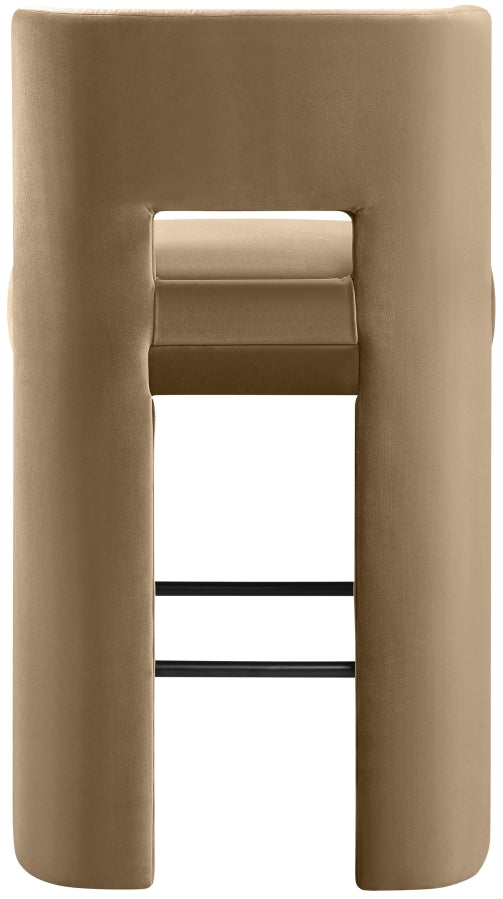 Zuno Velvet Performance Fabric Upholstered Bar Stool — 973-C - Beige - 973Beige-C alternate view 4