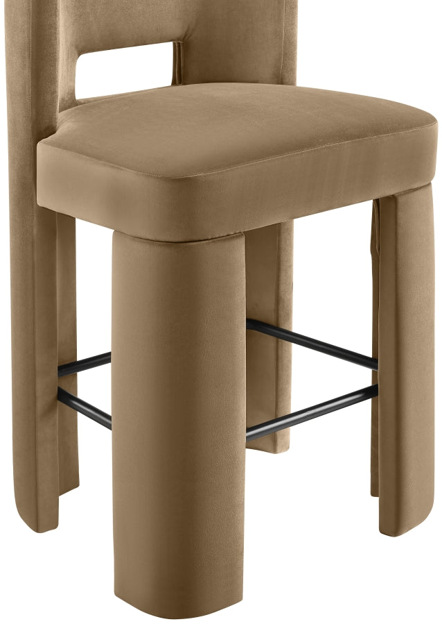 Zuno Velvet Performance Fabric Upholstered Bar Stool — 973-C - Beige - 973Beige-C alternate view 5