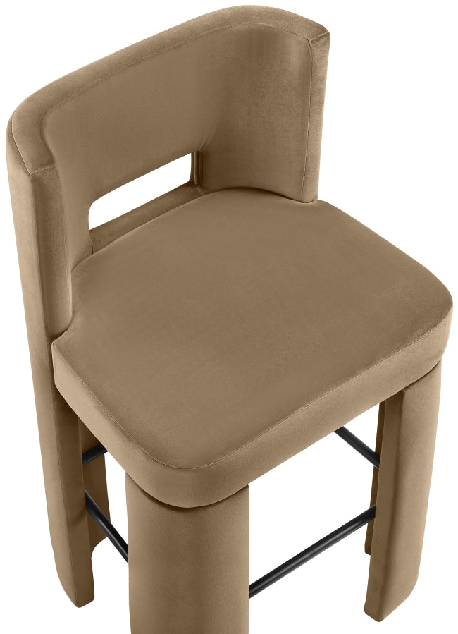 Zuno Velvet Performance Fabric Upholstered Bar Stool — 973-C - Beige - 973Beige-C alternate view 6