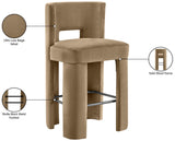 Zuno Velvet Performance Fabric Upholstered Bar Stool — 973-C - Beige - 973Beige-C Infographic