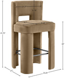 Zuno Velvet Performance Fabric Upholstered Bar Stool — 973-C - Beige - 973Beige-C Dim