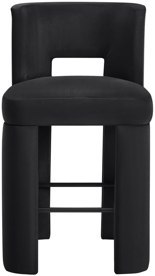 Zuno Velvet Performance Fabric Upholstered Bar Stool — 973-C - Black - 973Black-C alternate view 2