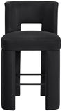 Zuno Velvet Performance Fabric Upholstered Bar Stool — 973-C - Black - 973Black-C alternate view 2