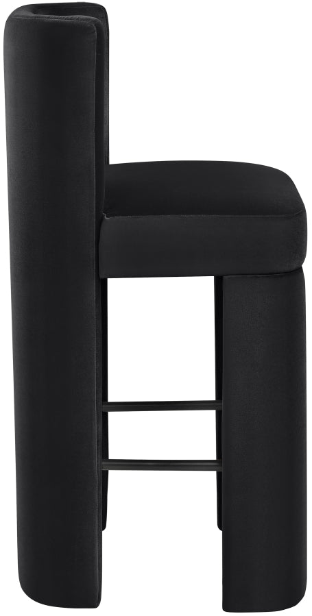 Zuno Velvet Performance Fabric Upholstered Bar Stool — 973-C - Black - 973Black-C alternate view 3