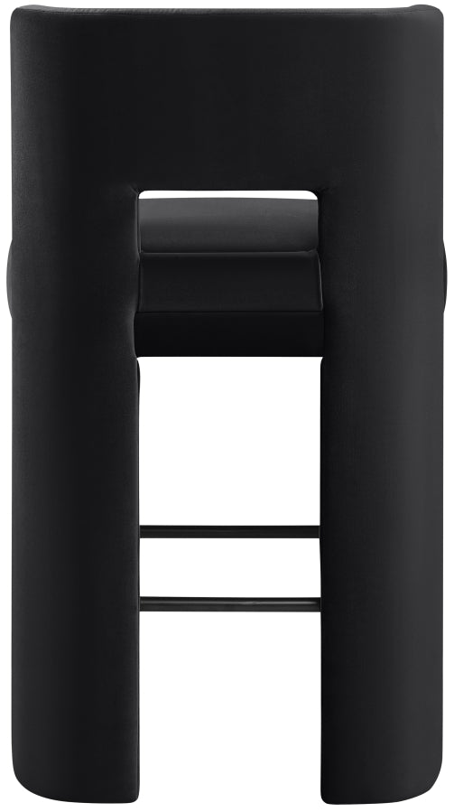 Zuno Velvet Performance Fabric Upholstered Bar Stool — 973-C - Black - 973Black-C alternate view 4