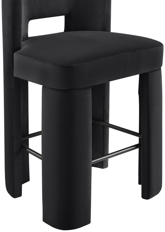 Zuno Velvet Performance Fabric Upholstered Bar Stool — 973-C - Black - 973Black-C alternate view 5