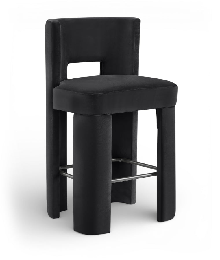 Zuno Velvet Performance Fabric Upholstered Bar Stool — 973-C - Black - 973Black-C