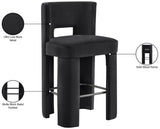 Zuno Velvet Performance Fabric Upholstered Bar Stool — 973-C - Black - 973Black-C Infographic