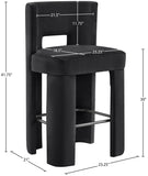 Zuno Velvet Performance Fabric Upholstered Bar Stool — 973-C - Black - 973Black-C Dim
