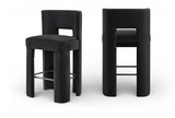 Zuno Velvet Performance Fabric Upholstered Bar Stool — 973-C - Black - 973Black-C Double Chair