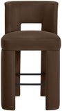 Zuno Velvet Performance Fabric Upholstered Bar Stool — 973-C - Brown - 973Brown-C alternate view 2