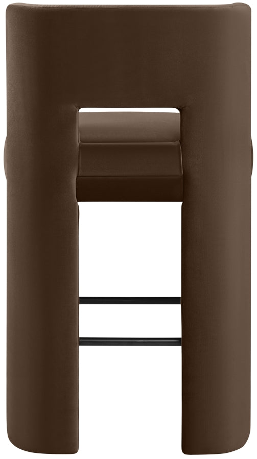 Zuno Velvet Performance Fabric Upholstered Bar Stool — 973-C - Brown - 973Brown-C alternate view 4