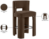 Zuno Velvet Performance Fabric Upholstered Bar Stool — 973-C - Brown - 973Brown-C Infographic