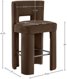 Zuno Velvet Performance Fabric Upholstered Bar Stool — 973-C - Brown - 973Brown-C Dim