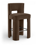 Zuno Velvet Performance Fabric Upholstered Bar Stool — 973-C - Brown - 973Brown-C