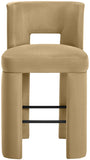 Zuno Velvet Performance Fabric Upholstered Bar Stool — 973-C - Camel - 973Camel-C alternate view 2