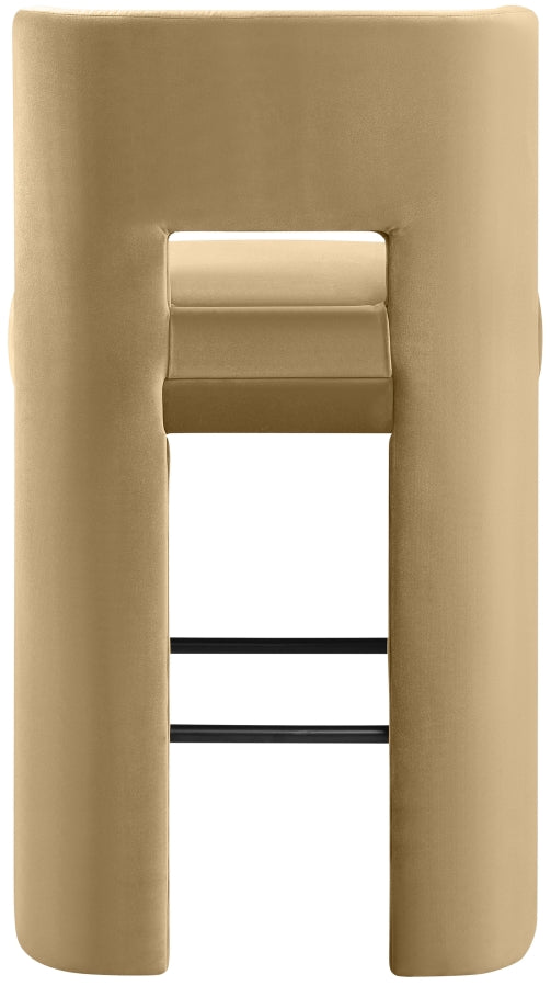 Zuno Velvet Performance Fabric Upholstered Bar Stool — 973-C - Camel - 973Camel-C alternate view 4