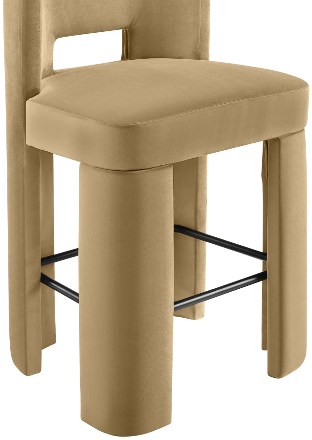 Zuno Velvet Performance Fabric Upholstered Bar Stool — 973-C - Camel - 973Camel-C alternate view 5