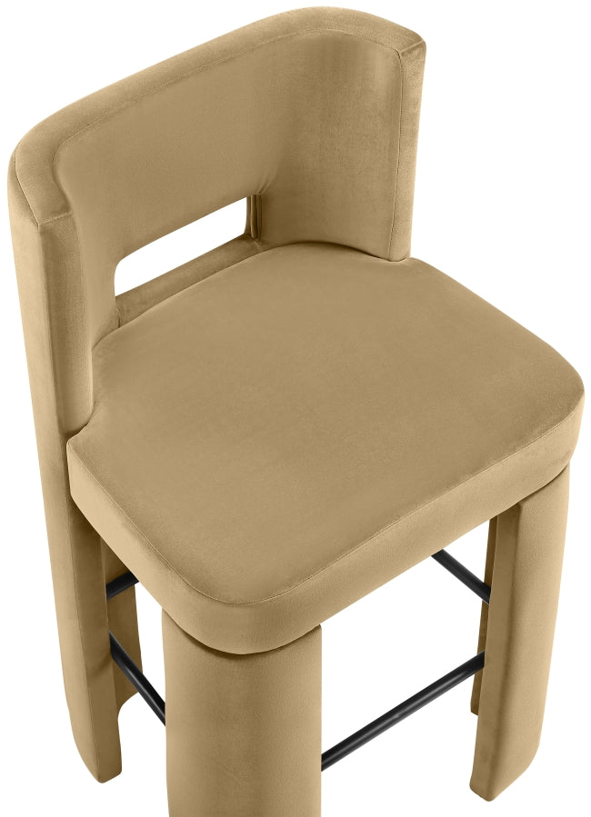 Zuno Velvet Performance Fabric Upholstered Bar Stool — 973-C - Camel - 973Camel-C alternate view 6