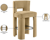 Zuno Velvet Performance Fabric Upholstered Bar Stool — 973-C - Camel - 973Camel-C Infographic