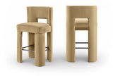 Zuno Velvet Performance Fabric Upholstered Bar Stool — 973-C - Camel - 973Camel-C Double Chair