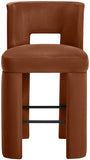Zuno Velvet Performance Fabric Upholstered Bar Stool — 973-C - Cognac - 973Cognac-C alternate view 2