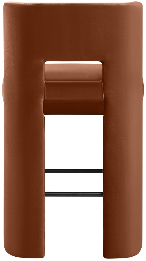 Zuno Velvet Performance Fabric Upholstered Bar Stool — 973-C - Cognac - 973Cognac-C alternate view 4