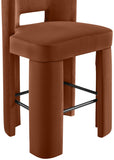 Zuno Velvet Performance Fabric Upholstered Bar Stool — 973-C - Cognac - 973Cognac-C alternate view 5