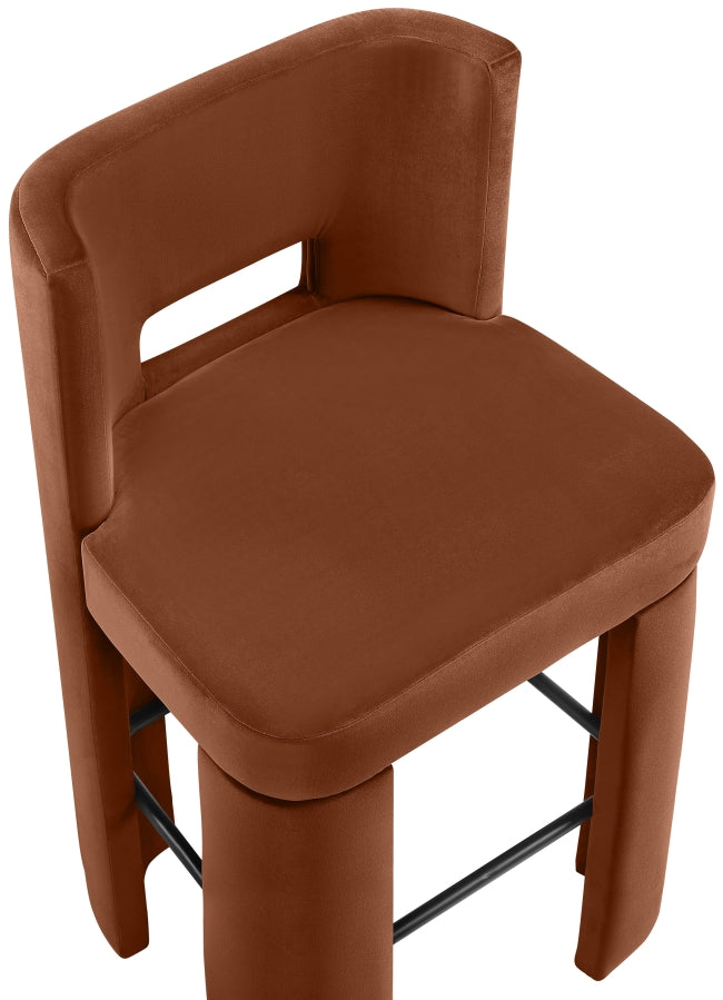 Zuno Velvet Performance Fabric Upholstered Bar Stool — 973-C - Cognac - 973Cognac-C alternate view 6
