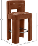 Zuno Velvet Performance Fabric Upholstered Bar Stool — 973-C - Cognac - 973Cognac-C Dim