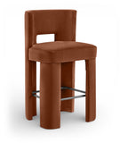 Zuno Velvet Performance Fabric Upholstered Bar Stool — 973-C - Cognac - 973Cognac-C