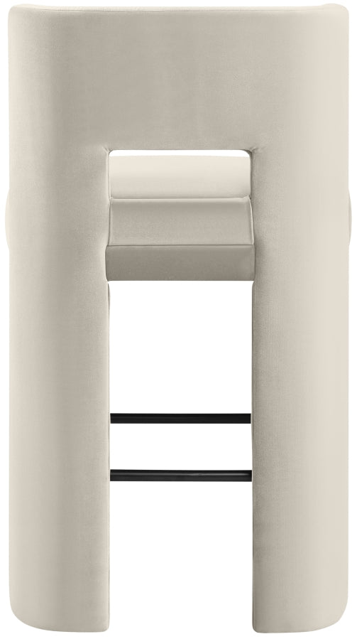 Zuno Velvet Performance Fabric Upholstered Bar Stool — 973-C - Cream - 973Cream-C alternate view 4