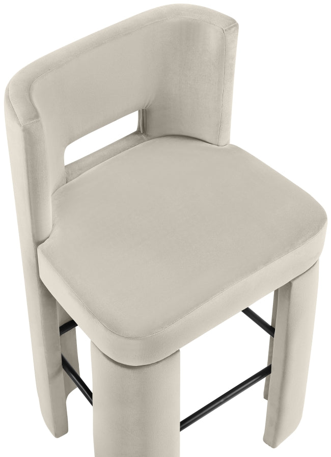 Zuno Velvet Performance Fabric Upholstered Bar Stool — 973-C - Cream - 973Cream-C alternate view 6