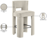 Zuno Velvet Performance Fabric Upholstered Bar Stool — 973-C - Cream - 973Cream-C Infographic