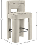 Zuno Velvet Performance Fabric Upholstered Bar Stool — 973-C - Cream - 973Cream-C Dim
