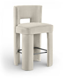 Zuno Velvet Performance Fabric Upholstered Bar Stool — 973-C - Cream - 973Cream-C