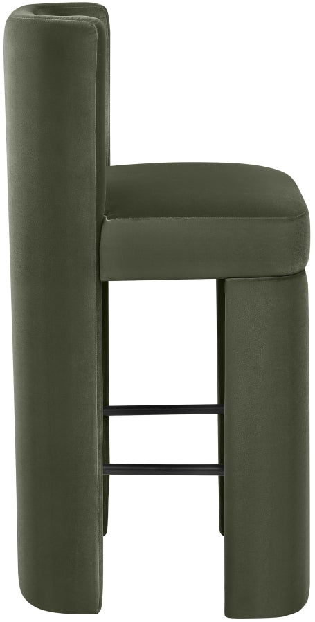 Zuno Velvet Performance Fabric Upholstered Bar Stool — 973-C - Green - 973Green-C alternate view 3