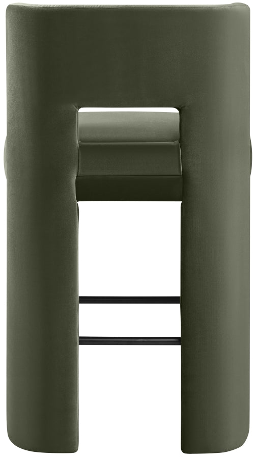 Zuno Velvet Performance Fabric Upholstered Bar Stool — 973-C - Green - 973Green-C alternate view 4
