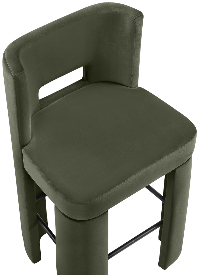Zuno Velvet Performance Fabric Upholstered Bar Stool — 973-C - Green - 973Green-C alternate view 6