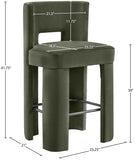 Zuno Velvet Performance Fabric Upholstered Bar Stool — 973-C - Green - 973Green-C Dim