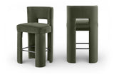 Zuno Velvet Performance Fabric Upholstered Bar Stool — 973-C - Green - 973Green-C Double Chair