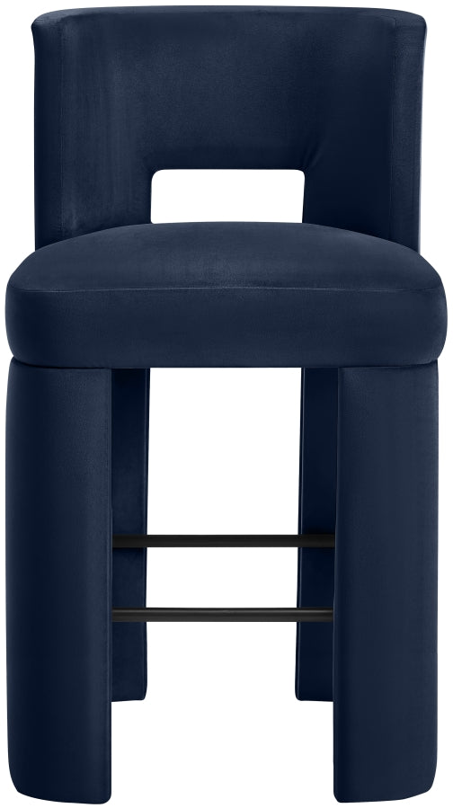 Zuno Velvet Performance Fabric Upholstered Bar Stool — 973-C - Blue - 973Navy-C alternate view 2