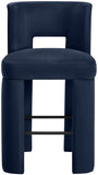 Zuno Velvet Performance Fabric Upholstered Bar Stool — 973-C - Blue - 973Navy-C alternate view 2