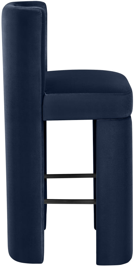 Zuno Velvet Performance Fabric Upholstered Bar Stool — 973-C - Blue - 973Navy-C alternate view 3