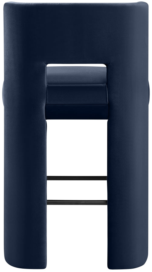 Zuno Velvet Performance Fabric Upholstered Bar Stool — 973-C - Blue - 973Navy-C alternate view 4