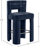 Zuno Velvet Performance Fabric Upholstered Bar Stool — 973-C - Blue - 973Navy-C Dim
