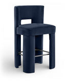 Zuno Velvet Performance Fabric Upholstered Bar Stool — 973-C - Blue - 973Navy-C
