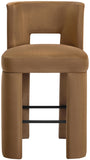 Zuno Velvet Performance Fabric Upholstered Bar Stool — 973-C - Saddle - 973Saddle-C alternate view 2