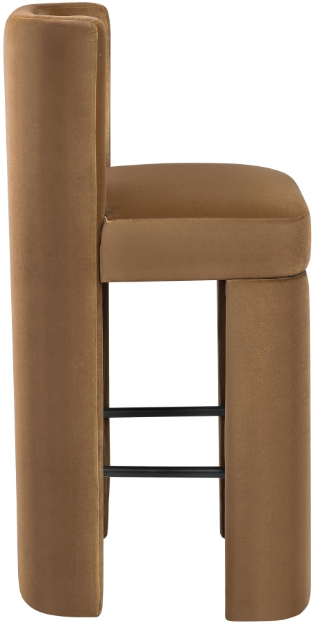Zuno Velvet Performance Fabric Upholstered Bar Stool — 973-C - Saddle - 973Saddle-C alternate view 3