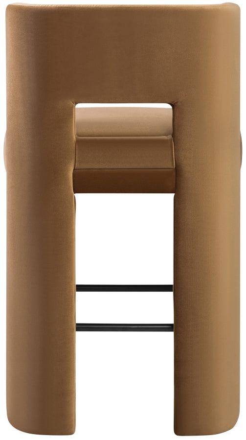 Zuno Velvet Performance Fabric Upholstered Bar Stool — 973-C - Saddle - 973Saddle-C alternate view 4